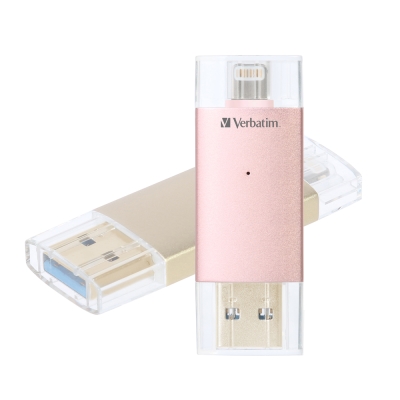 Verbatim 威寶Apple 64GB OTG USB3.0 蘋果專用金屬雙向碟-金