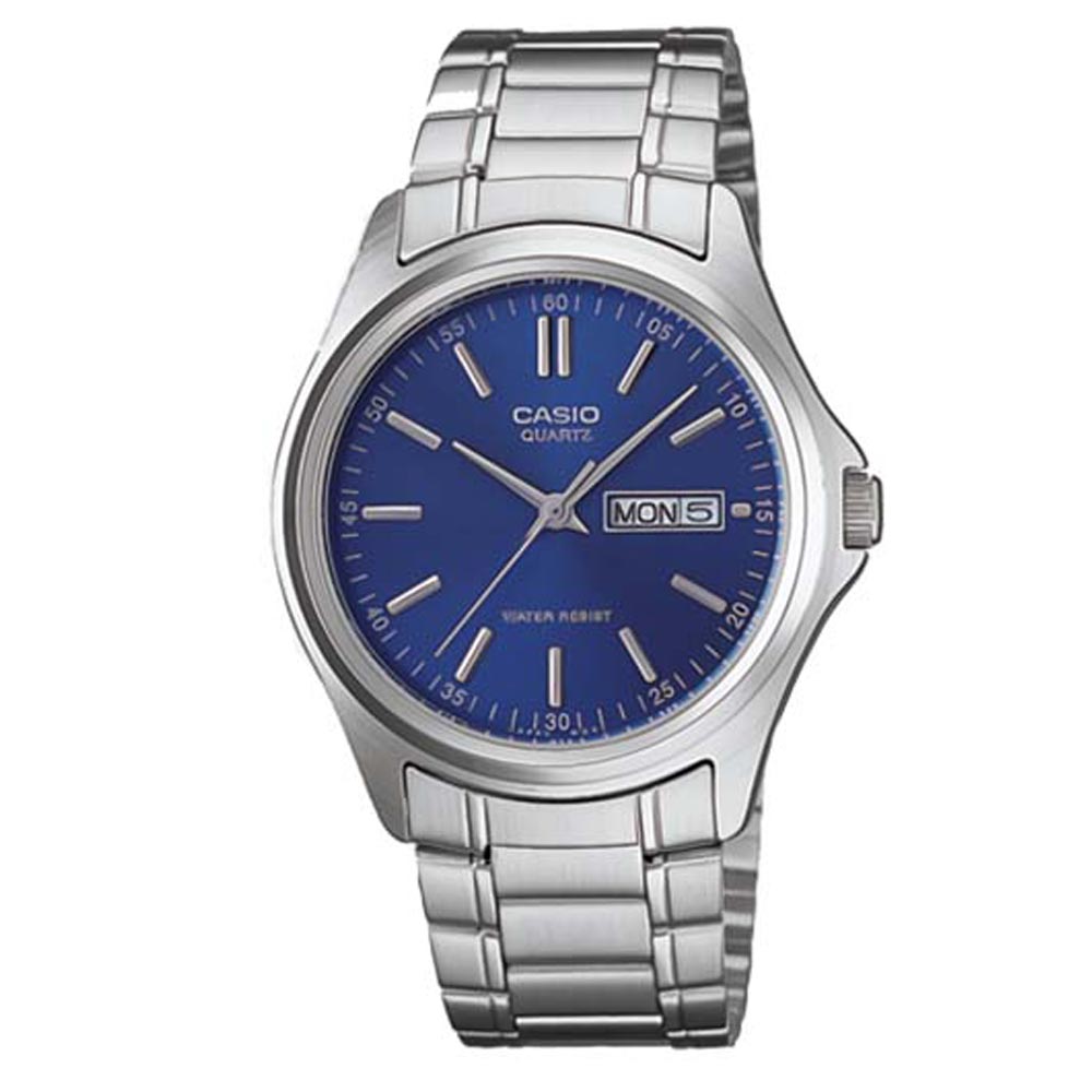 CASIO 經典簡約復古時尚日曆星期腕錶(MTP-1239D-2A)-藍/40mm