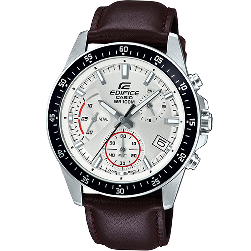 EDIFICE 大氣風格時尚腕錶(EFV-540L-7A)白x咖啡/43.8mm