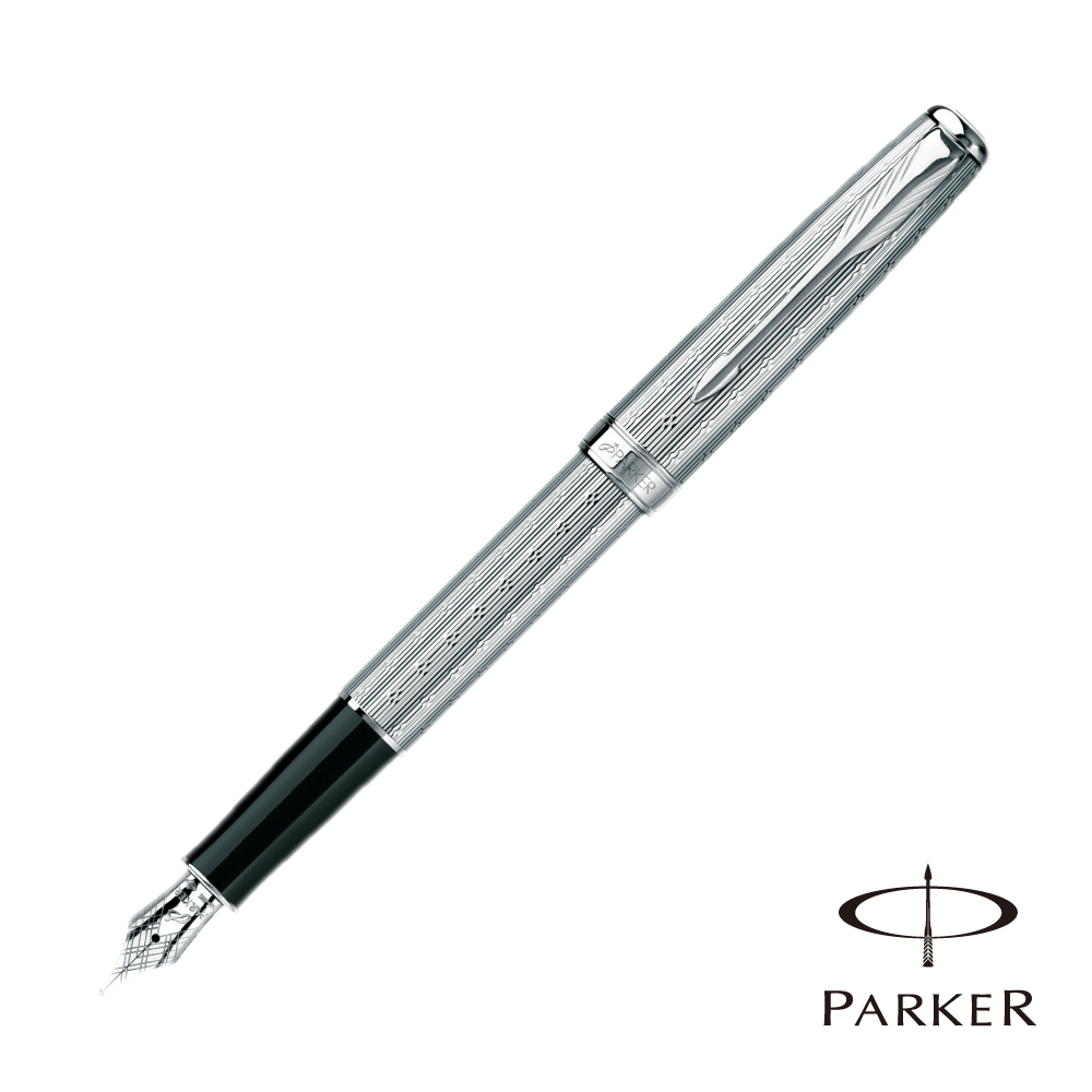 PARKER 派克 SONNET 商籟 高尚系列 亮銀白夾 鋼筆