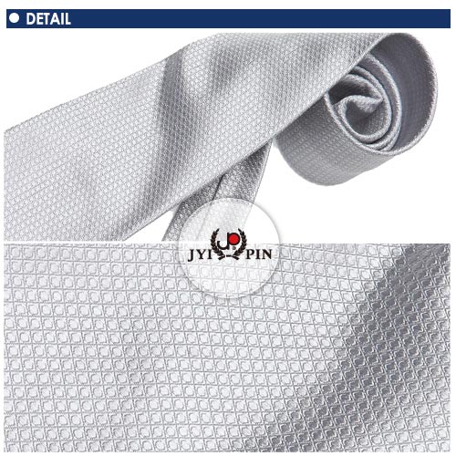 極品西服- 紳士格紋純絲質領帶-灰色 (YT0049)