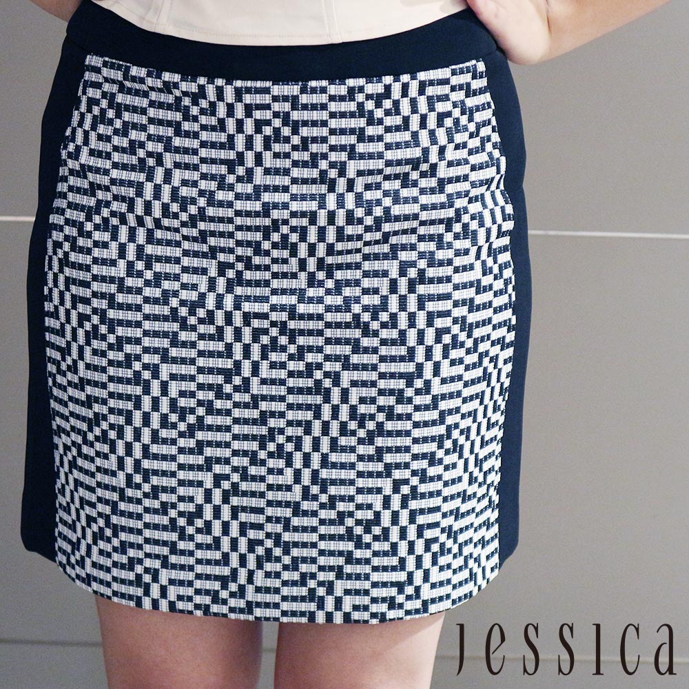 【JESSICA】OL幾何圖案造型修身短裙