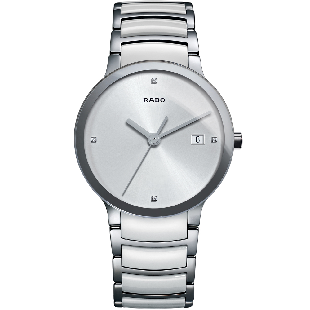 RADO 雷達錶 官方授權(R02) Centrix 晶萃系列時尚腕錶-銀色+白/38mm