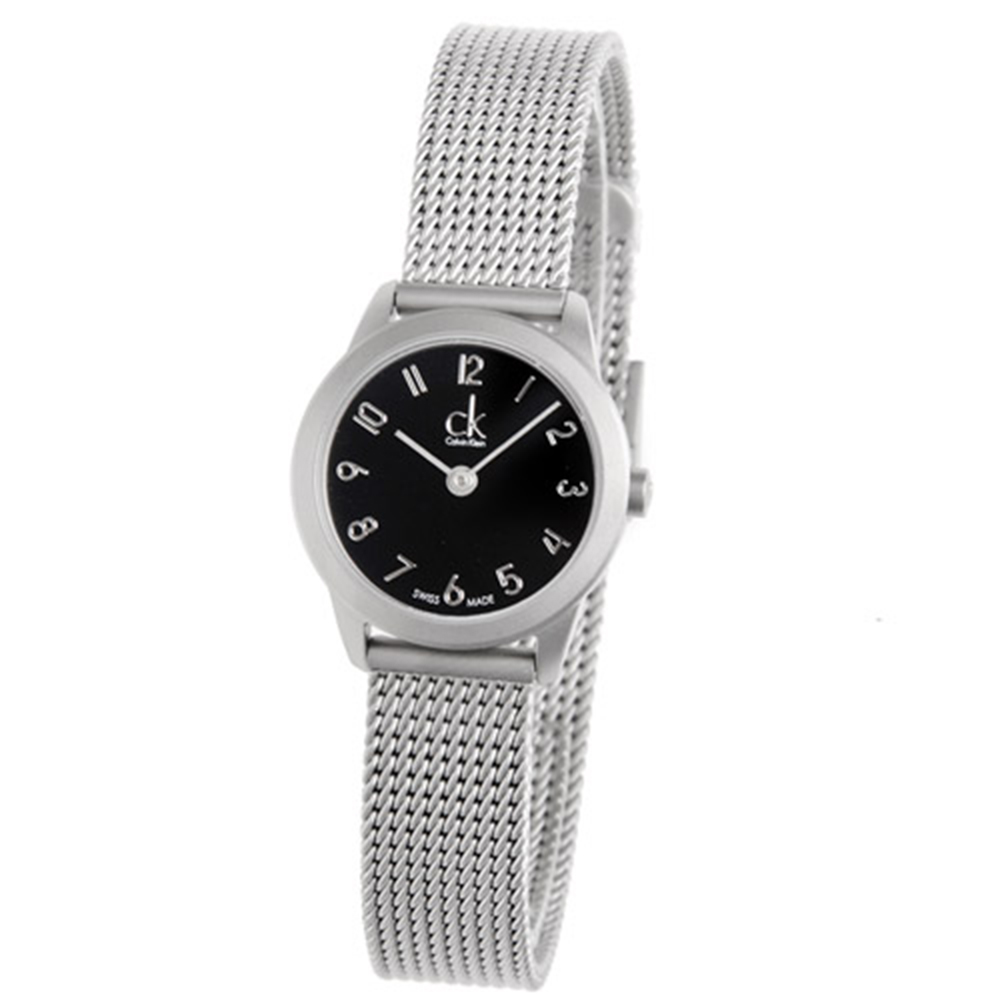 cK minimal 經典霧面米蘭帶超薄腕錶-黑x數字/24mm