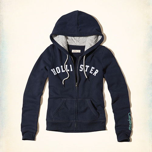 Hollister HCO 海鷗 經典文字連帽外套(女)-深藍色