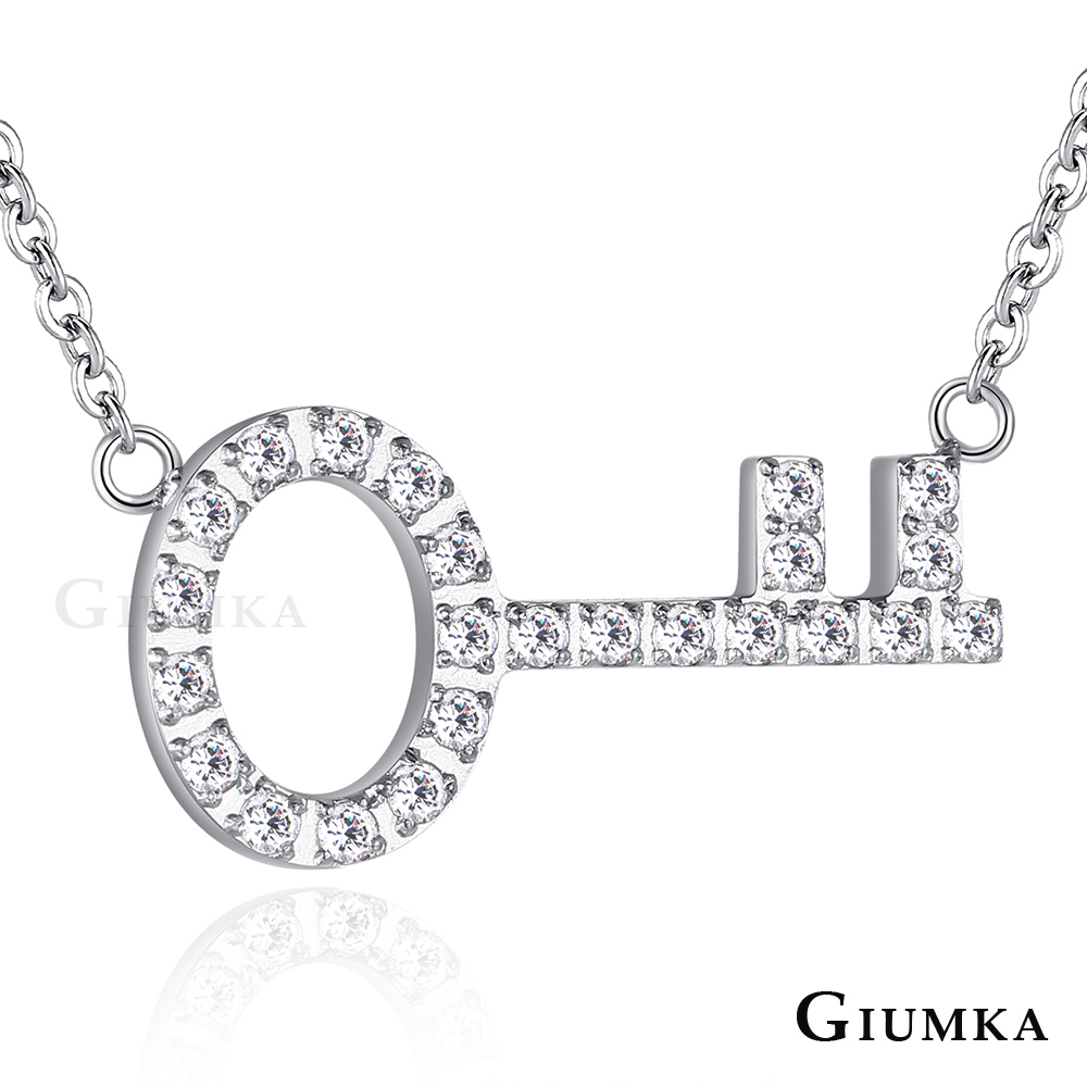 GIUMKA鎖骨項鍊幸福之鑰滿鑽珠寶白鋼-銀色