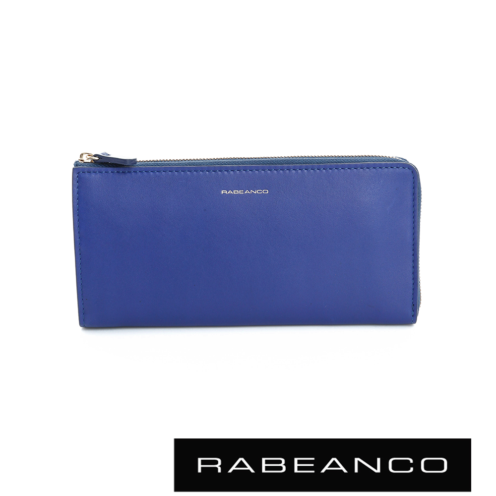 RABEANCO 迷時尚系列撞色多格層拉鍊長夾  閃電藍
