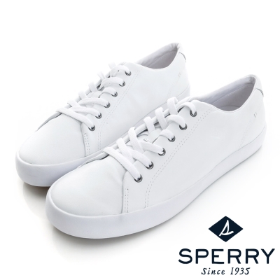 SPERRY 中性百搭個性皮革休閒鞋-(中性款)-白