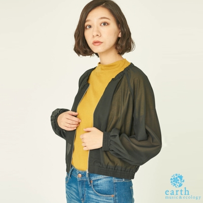 earth music 領口抓皺透膚外套