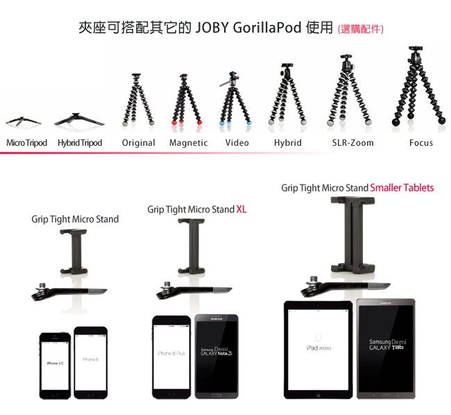 JOBY GrioTight Micro Stand XL大型手機座夾 JMXL2