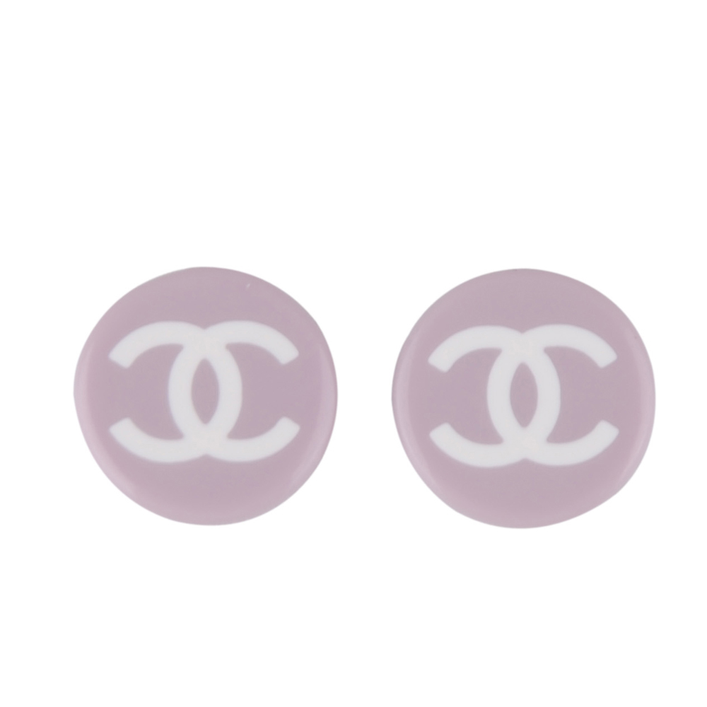 CHANEL 經典LOGO素雅耳環(紫)