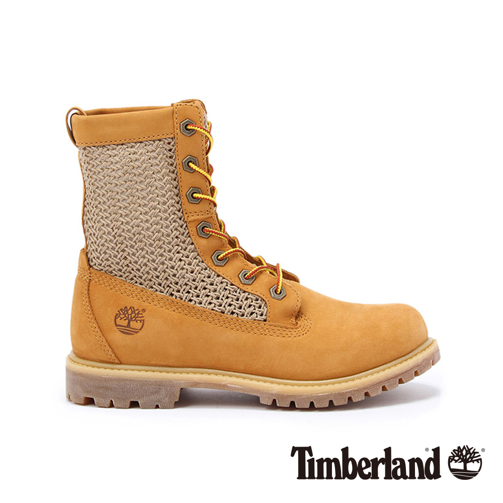 Timberland 女款小麥黃編織造型綁帶高筒6吋靴