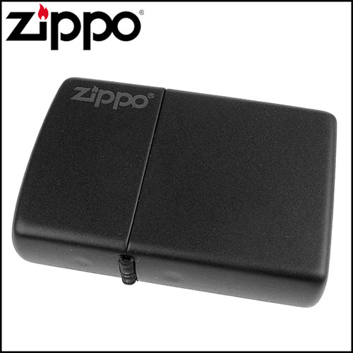 【ZIPPO】美系~LOGO字樣打火機~Black Matte黑色烤漆-寬版