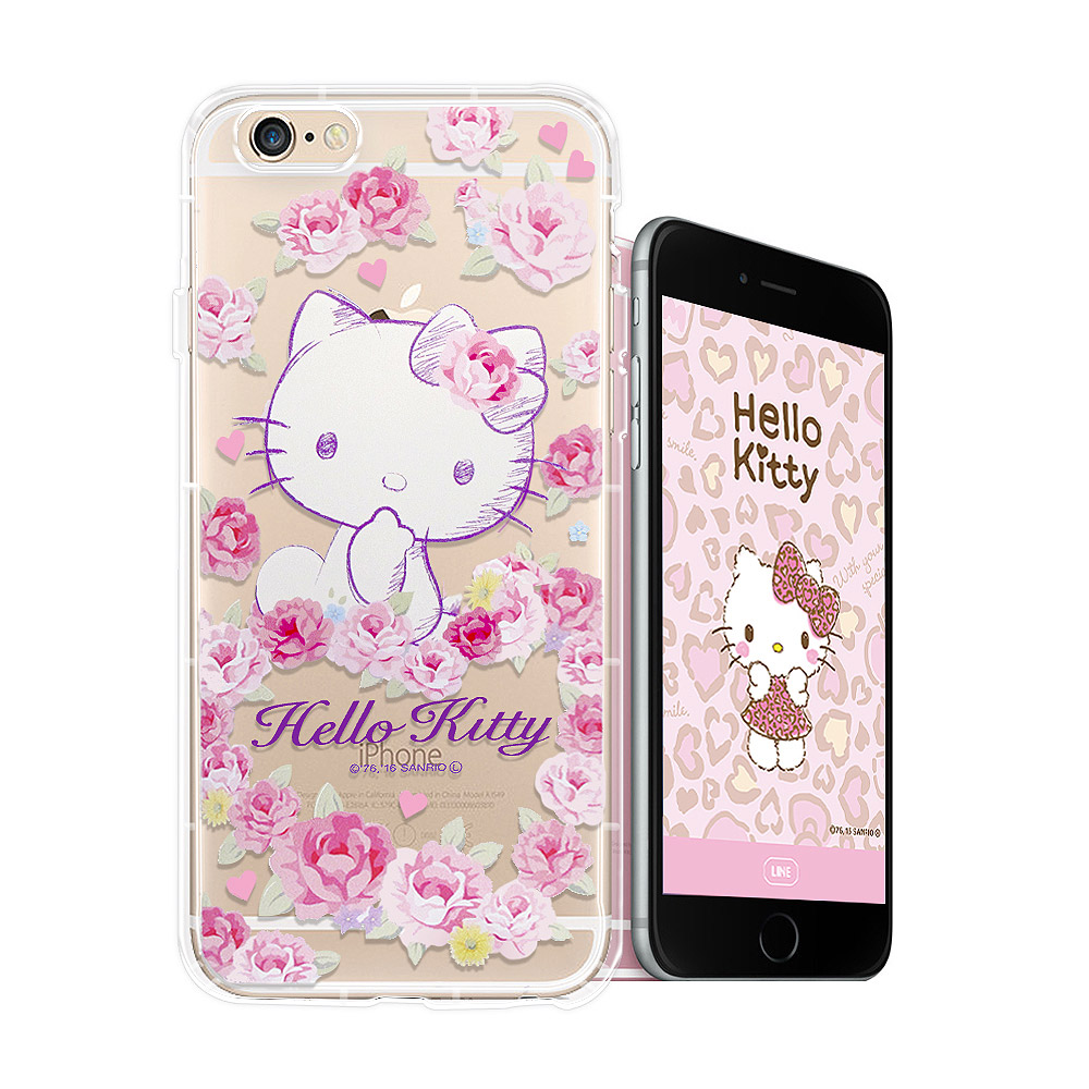 Hello Kitty iPhone 6s plus 5.5吋空壓手機殼(玫瑰kitty)