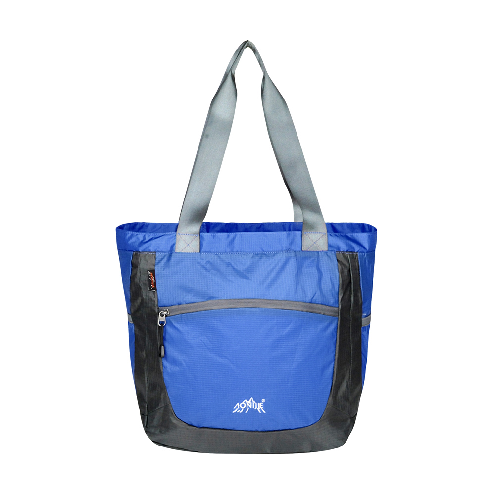 DF BAGSCHOOL - 旅遊必備輕便式可折疊手提肩背2用包-漾藍