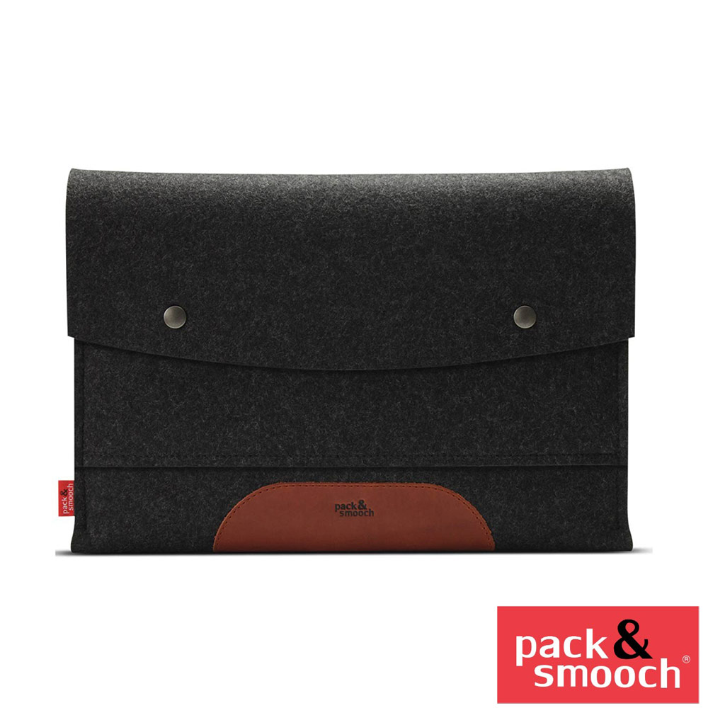 Pack&Smooch Hampshire 13 吋手作羊毛氈保護內袋-碳黑/淺棕