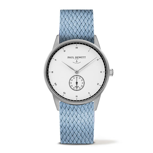 PAUL HEWITT Signature 小秒針手錶-白x尼加蘭色錶帶/38mm
