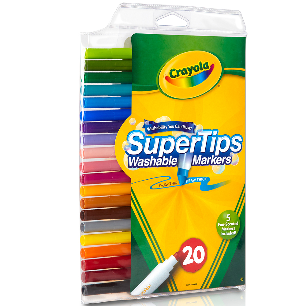 美國crayola 可水洗系列-可水洗20色細桿彩色筆(3Y+)