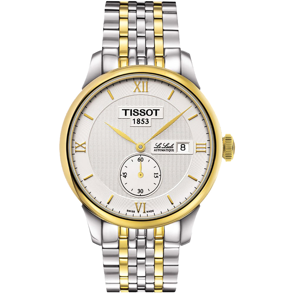 TISSOT 天梭 官方授權 Le Locle Gent 力洛克小秒針機械腕錶 送禮推薦-銀x雙色版/39mm T0064282203801