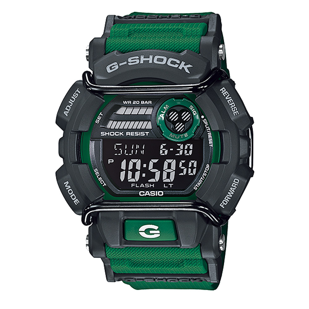 G-SHOCK 堅毅配備防撞裝置運動休閒錶-綠色/51.9mm