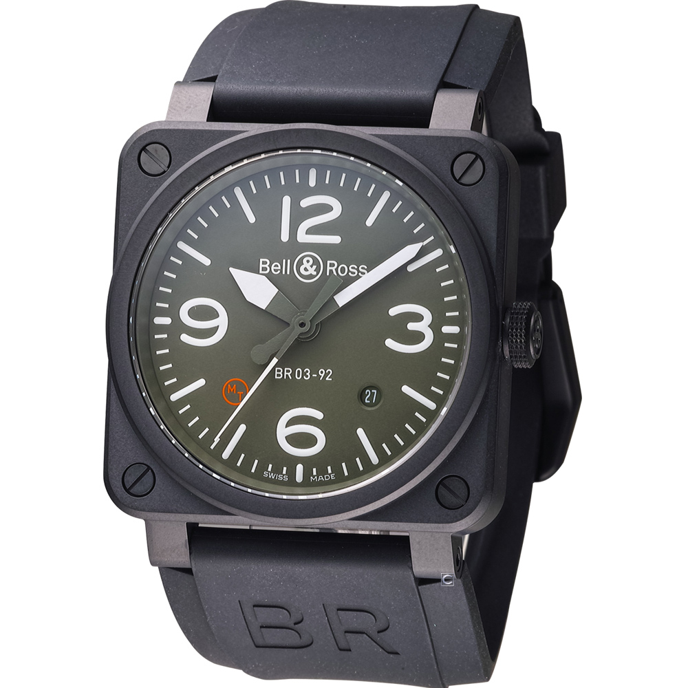 Bell & Ross 飛鷹戰士自動機械腕錶-軍綠色/42mm