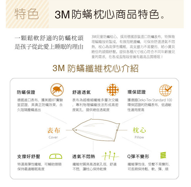 3M 小童防蹣枕心(6-11歲-附純棉枕套)