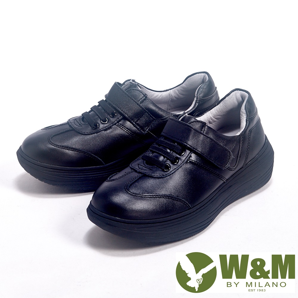 W&M FIT系列簡約氣墊增高休閒女鞋-黑