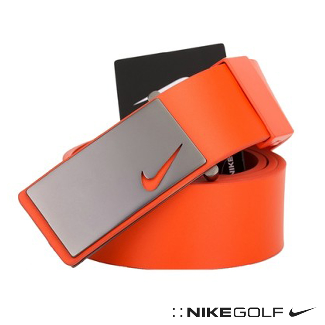 NIKE GOLF 金屬風格牛皮寬版皮帶-橘616971-812