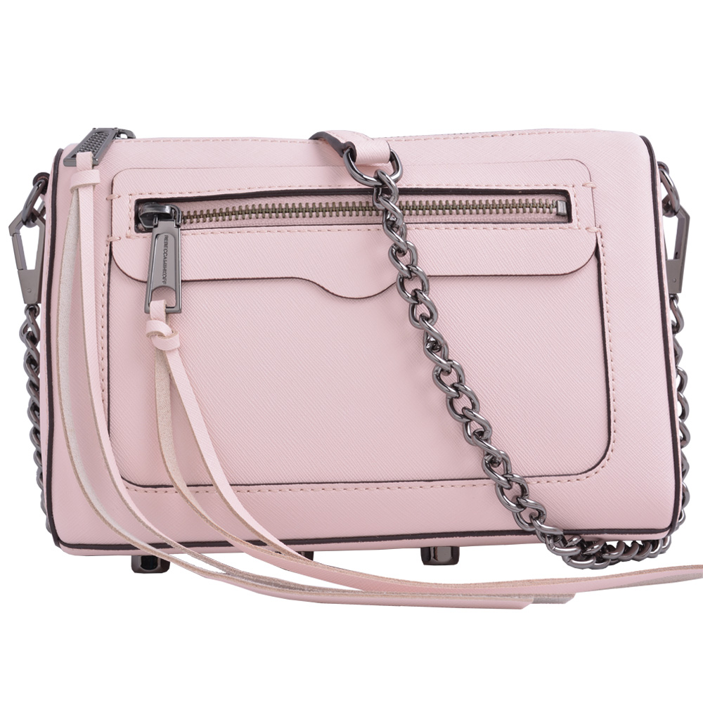 REBECCA MINKOFF AVERY 皮革金屬鍊帶斜背/肩背包 - 粉