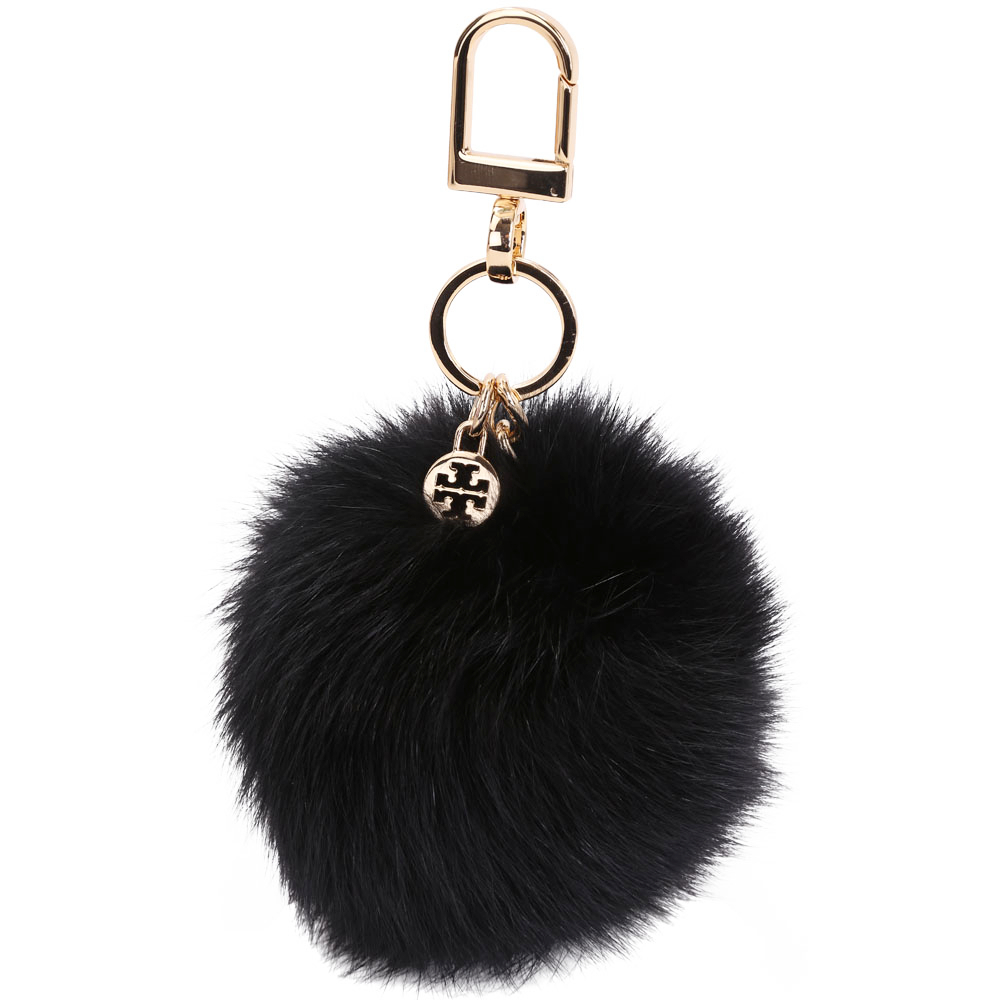 TORY BURCH Fur Pom-Pom 狐狸毛球吊飾(黑色)