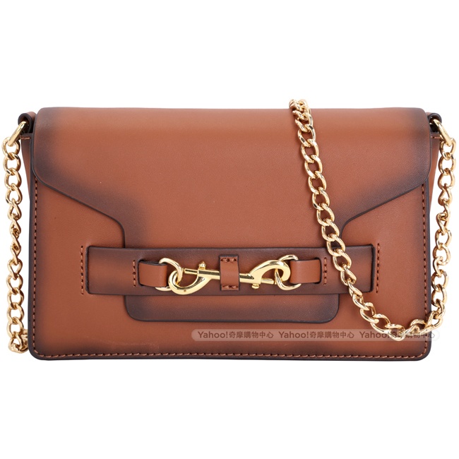 Rebecca Minkoff Florence 金色勾釦飾方型鍊帶包(陶土色)