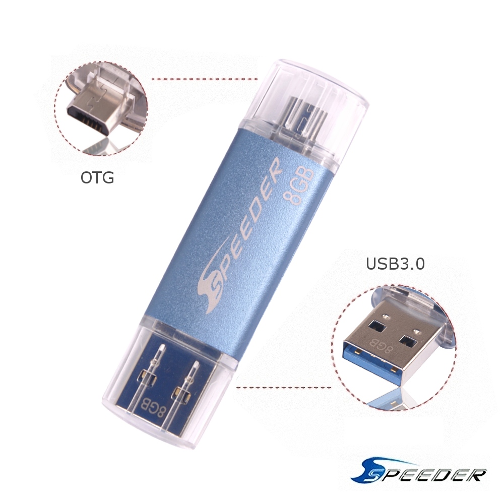 【速得Speeder】OTG雙頭隨身碟micro/USB3.0藍(8GB)