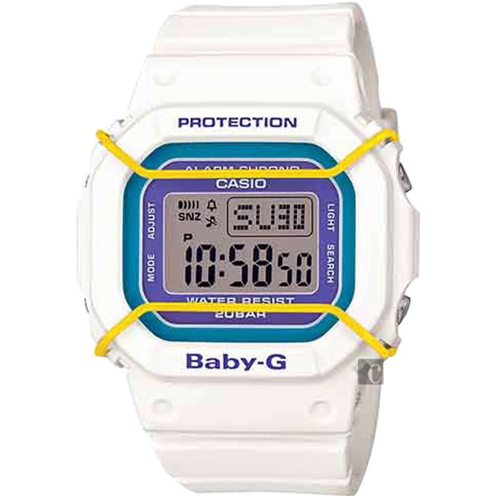 CASIO卡西歐 Baby-G 復刻普普風電子錶-白/44.7mm