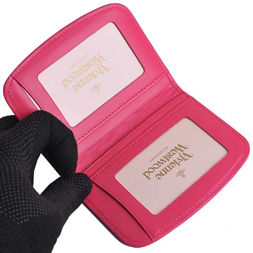 VIVIENNE WESTWOOD 經典行星刺繡圖騰卡片照片機能夾(芥黃/亮桃紅)