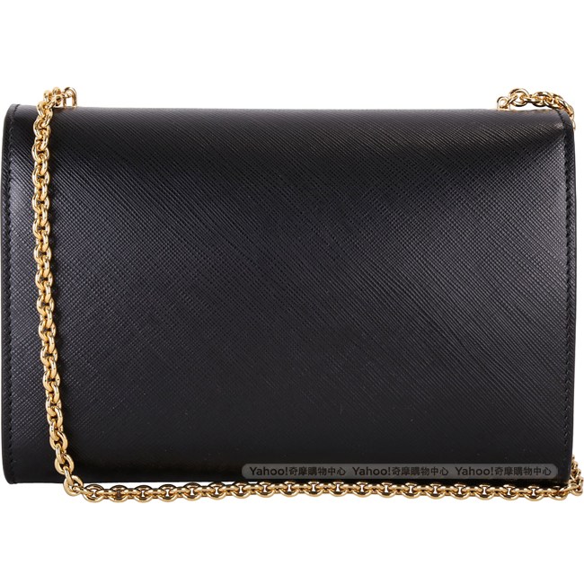 Salvatore Ferragamo Vara Stripe條紋飾蝴蝶結鍊帶包(黑色)