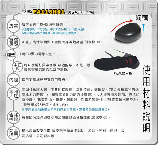 PAMAX 帕瑪斯【經濟型】黏貼式-高抓地力安全鞋-PA113H01