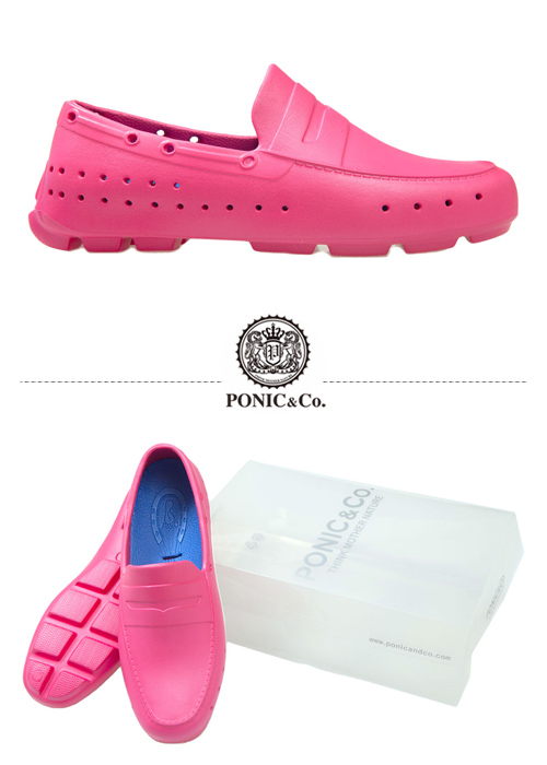 (男/女)Ponic&Co美國加州環保防水洞洞懶人鞋-桃紅色