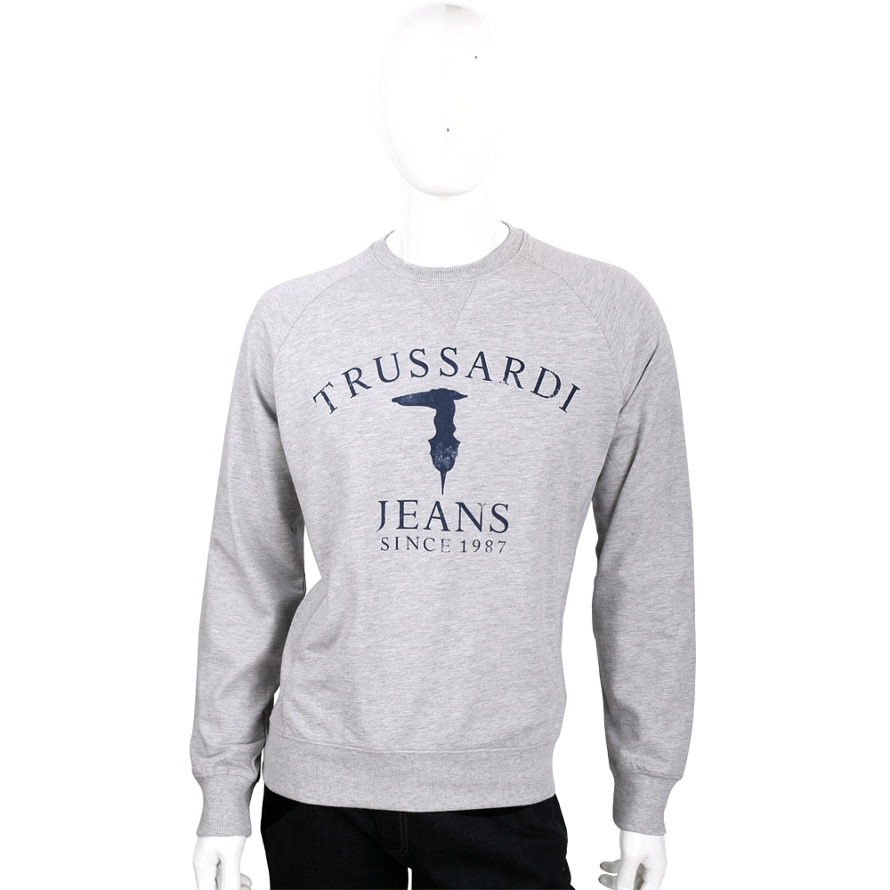 TRUSSARDI 灰色字母LOGO棉質長袖上衣