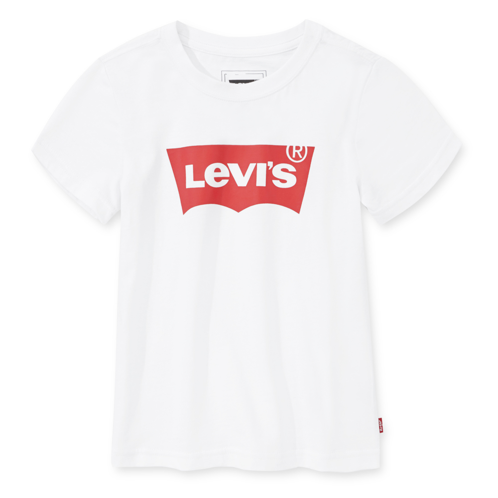 男女童純棉Logo印花短袖T恤 亮白色-Levis