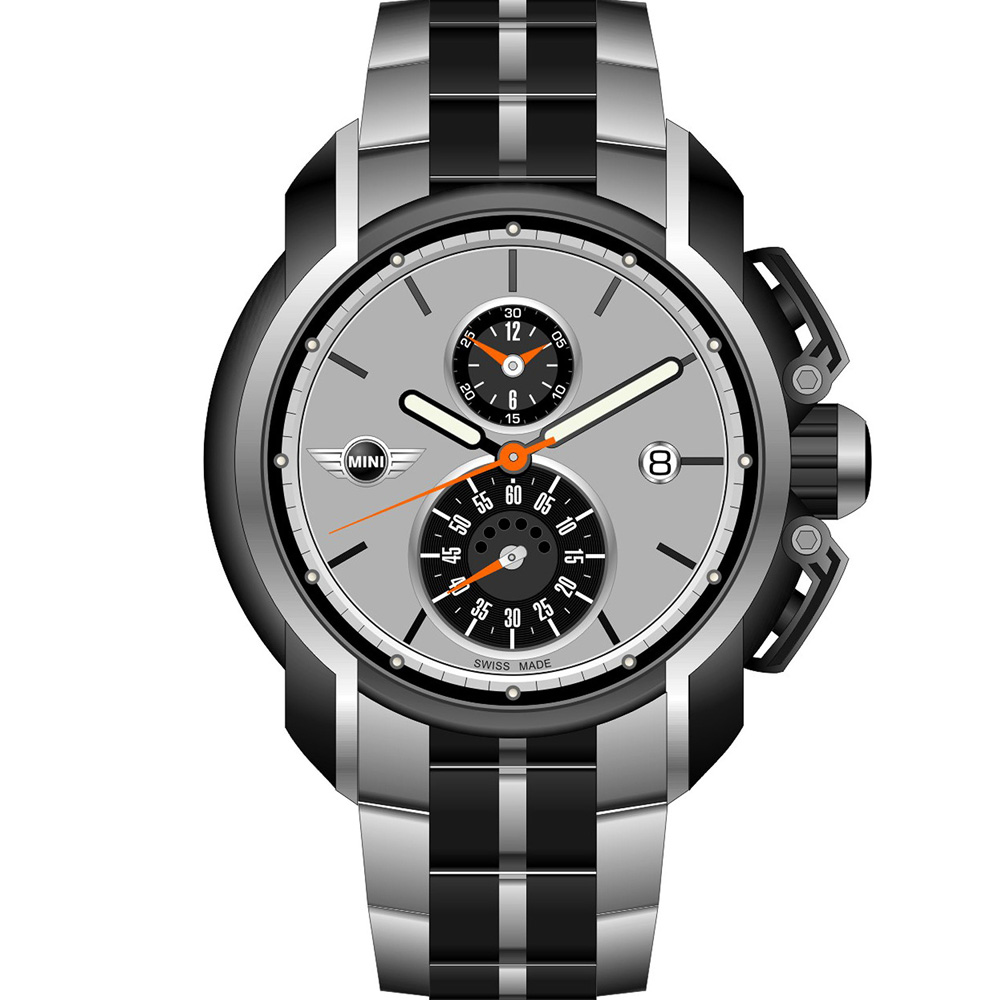 MINI Swiss Watches 簡約運動計時腕錶-鋼帶/45mm