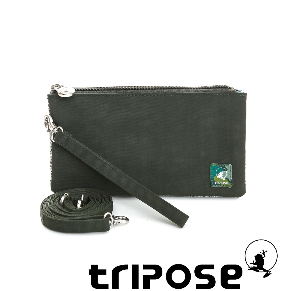 tripose 漫遊系列岩紋簡約微旅手拿/側肩包 深綠