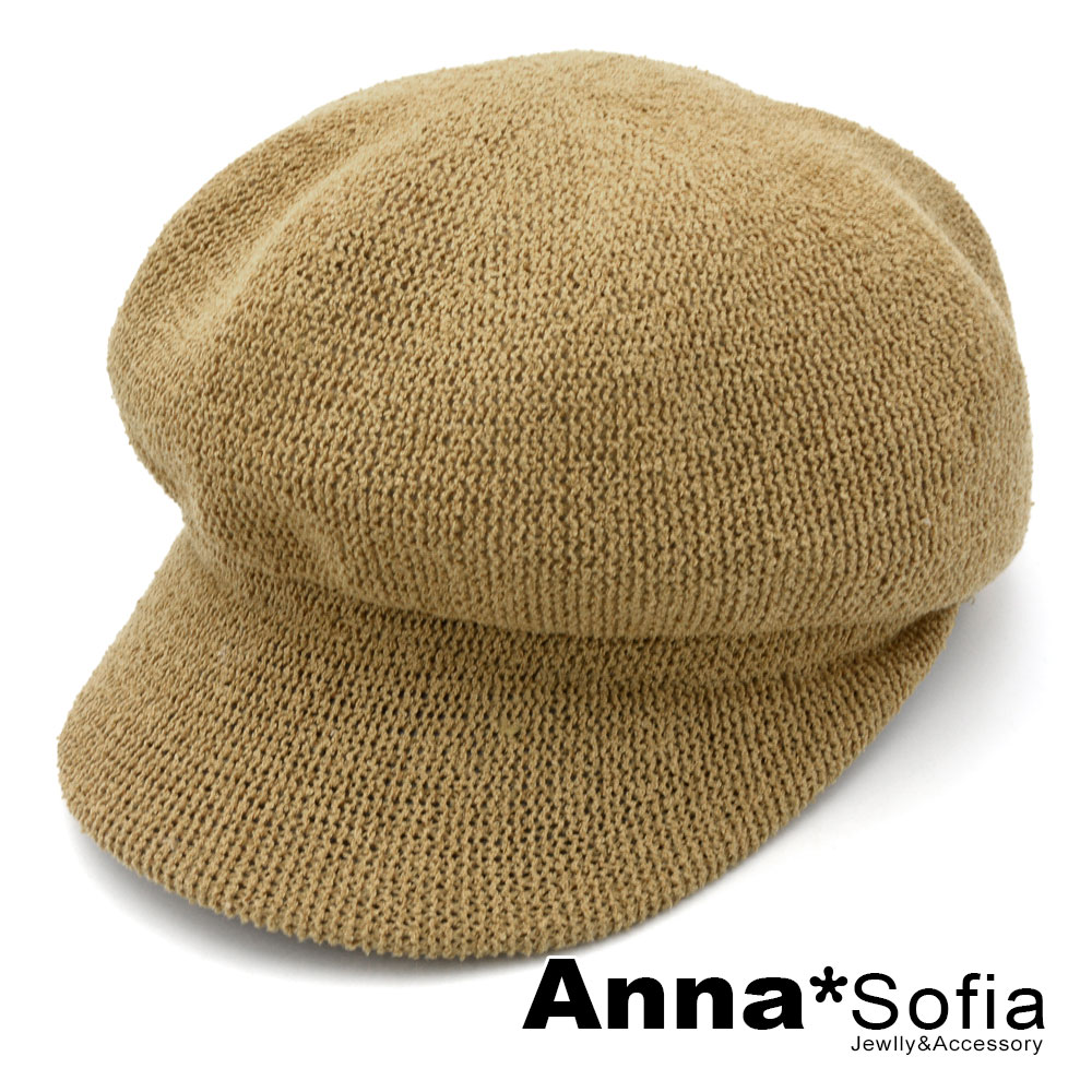 AnnaSofia 立體軟式線織 報童帽貝蕾帽(駝系)