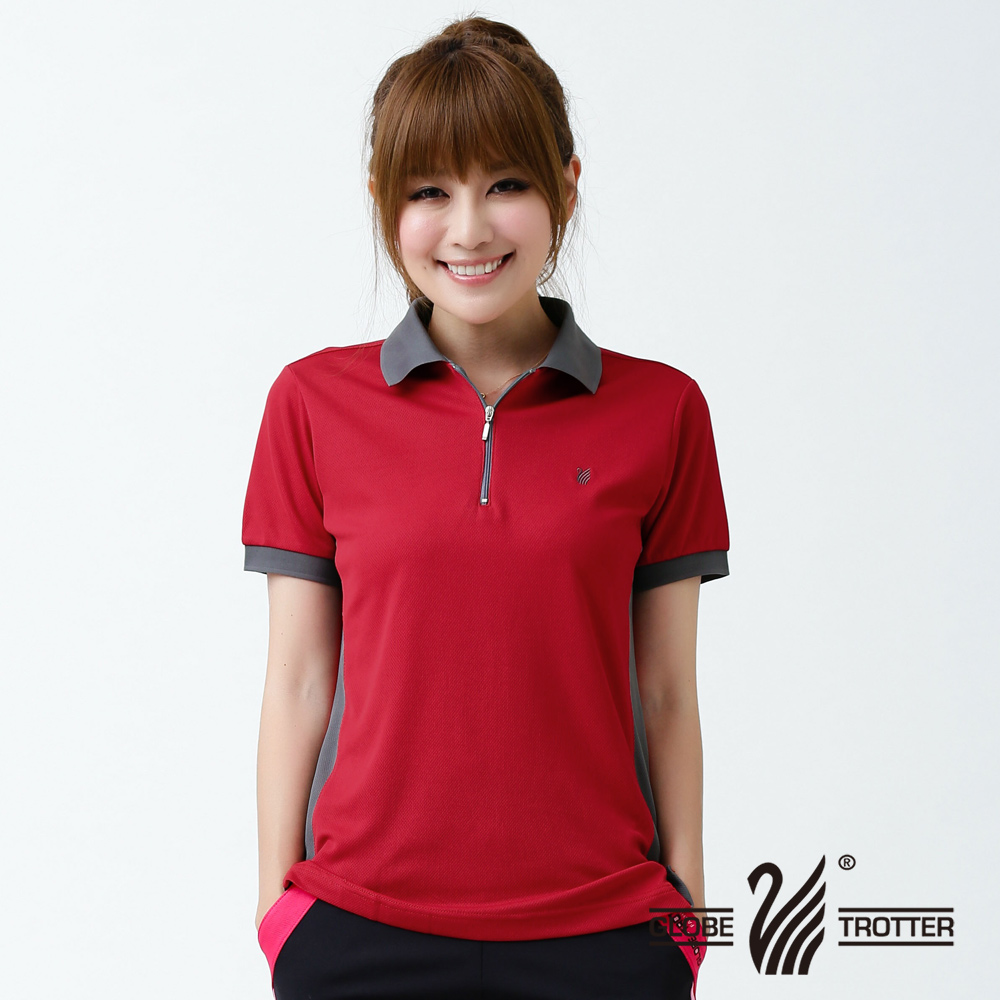 【遊遍天下】MIT台灣製女款吸濕排汗抗UV機能POLO衫SV050紅色