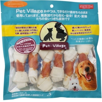 Pet Village 牛奶牛皮雞肉大骨結 200g