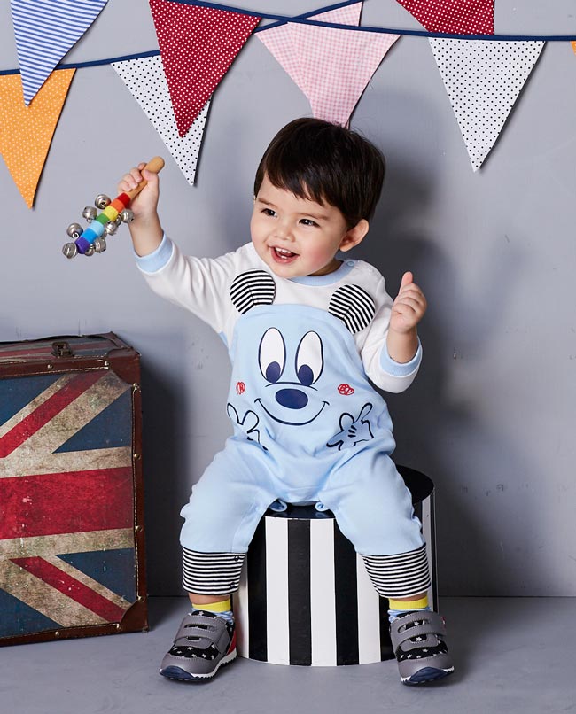 Disney Baby 米奇系列溫暖抱抱連身裝 淺藍