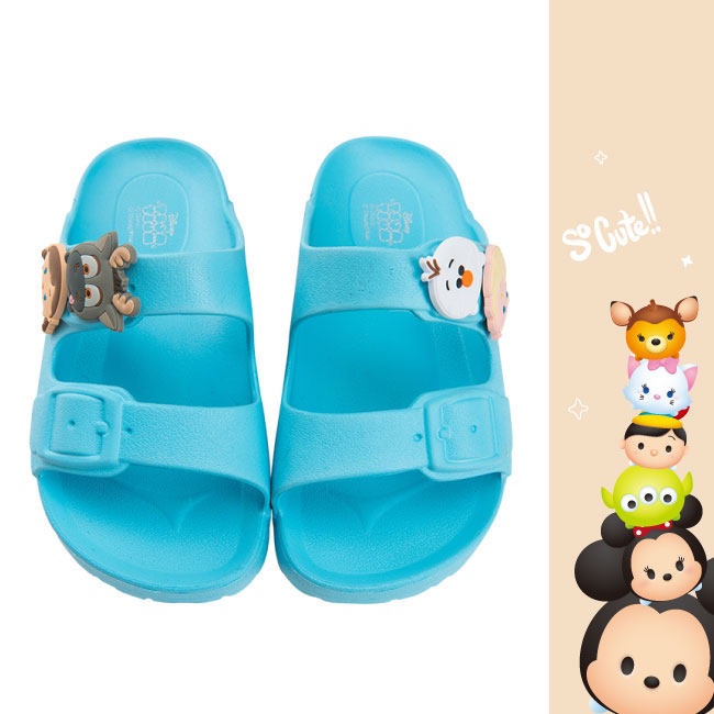 迪士尼童鞋 TsumTsum 冰雪奇緣 輕量防水拖鞋-水藍