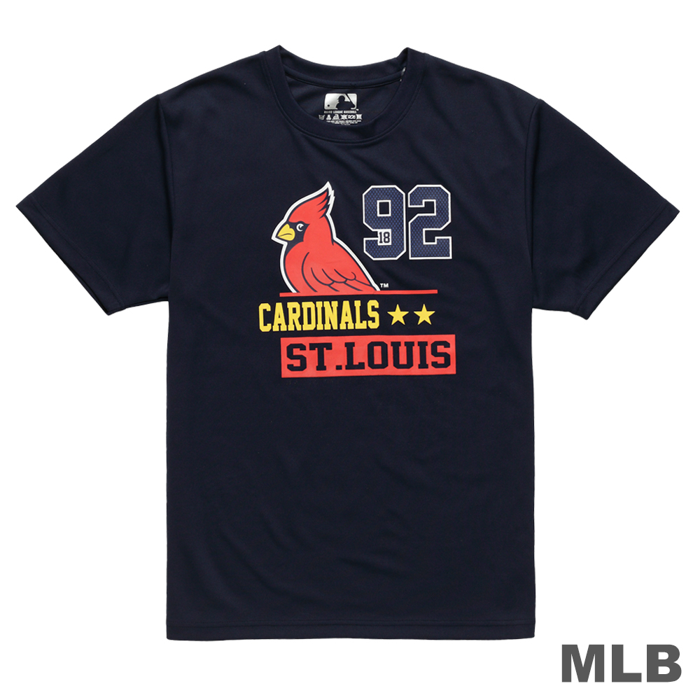 MLB-聖路易紅雀隊吉祥物印花短袖T恤-深藍 (男)