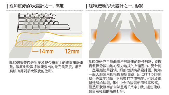 ELECOM FITTIO疲勞減輕鍵盤舒壓墊(大)