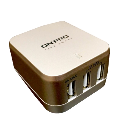 ONPRO USB 4.8A 3孔萬國急速充電器 (UC-3P01W)-金色