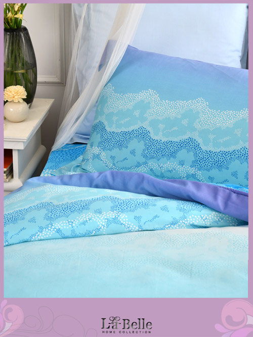 義大利La Belle 藍彩魅惑 加大天絲八件式兩用被床罩組